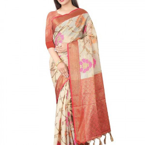 Women's Woven Banarasi Kanchipuram Art Silk Saree with Blouse Piece