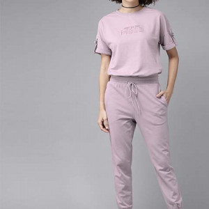 Women Elegant Mauve Solid Leisure Set Co-Ords