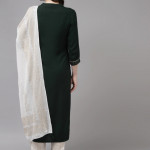 Women Green Ethnic Motifs Embroidered Regular Kurta with Palazzos & With Dupatta