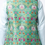 Sea Green Kurta Set With Bundi Jacket