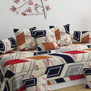 Belvostum Homes Vibrant Color and Printed Microfiber Diwan Set