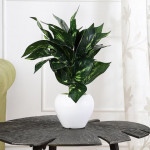 Green Artificial 45 Leaf Money Plant With White Pot