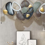 Grey & Green Metal Abstract Wall Decor