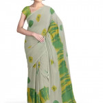 Green Printed Pure Georgette Saree