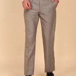 Regular Fit Men Khaki Pure Cotton Trousers