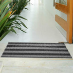 Set of 2 Grey & Black Striped Anti-Skid Doormats