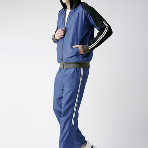 Men Blue & Charcoal Grey Solid Reversible Tracksuit