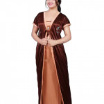 Women Nighty with Robe  (Beige)