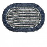 Blue Striped Cotton Anti-Skid Oval Shaped Doormats